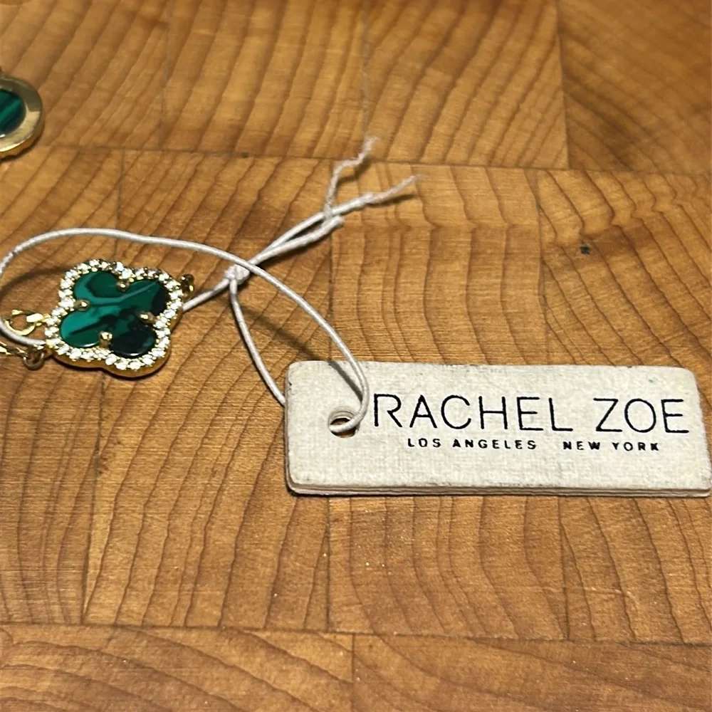 NWT Rachel Zoe 18k gold over sterling silver bracelet malachite clover bracelet